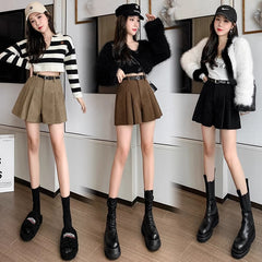 Aiertu business casual outfits High Waist Corduroy A- line Skirt Women's Age-Reducing Pleated Skirt Retro Simple Corduroy Anti-Exposure Skirt Autumn aiertu