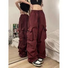 Aiertu concert outfit Women's Wide-Leg Pants Spring and Summer Niche Loose Slimming High Street Multi-Pocket Straight Overalls aiertu