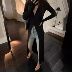 Aiertu leapord halloween outfit Autumn and Winter Deep V Leader Opening Hole Slim Slimming Paper Piece Cardigan Inner Dress aiertu