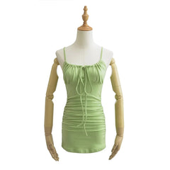 Aiertu cute outfits fall Style Sexy V-neck Sling Dress Women's Summer Lace Drawstring Bag Hip Brushed Skin-Friendly Skirt aiertu
