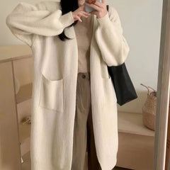 Aiertu black sweater dress outfit French Style Mid-Length Knitted Cardigan Women's Autumn and Winter Lazy Style Loose over-the-Knee Long Sleeve Sweater Coat aiertu