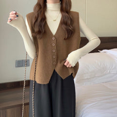 Aiertu dress to impress outfits Women's Korean-Style Knitted Vest Spring and Autumn Sweater Overwear Vest Sleeveless Vest aiertu