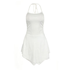 Aiertu y2k outfits Summer Solid Color Sleeveless Halter Thin Strap Tube Top Slim Irregular Female Dress aiertu