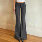 Aiertu joker costume female outfit American Retro Simple Elegant Pleated Low Waist Casual Pants Women's Slim-Fit Fashionable Woven Hip-Wrapped Trousers aiertu