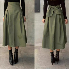 Aiertu fashion outfits Women's Spring Women's Solid Color Skirt A- Line Umbrella Skirt Bow Waist Large Swing Dress aiertu