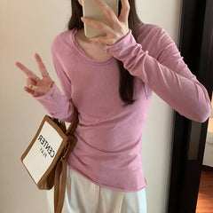 Aiertu black leggings outfit fall Niche Slim-Fit Slimming Long-Sleeved T-shirt Women's Autumn Soft Glutinous Bottoming Shirt Top aiertu