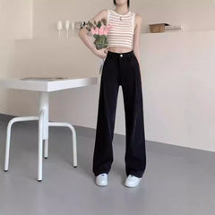 Aiertu joker costume female outfit Retro Draping Wide-Leg Jeans Women's Loose Spring and Autumn High Waist Slimming Denim Mopping Pants Casual aiertu