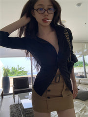 Aiertu 2000s fashion Women's Korean-Style Slim-Fit Lapel Long-Sleeved Shirt Spring Niche White Shirt Elegant Slimming Fashionable Chic Top aiertu