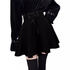 Aiertu guys in skirts Million Holy Festival Gothic High Waist Mini Skirt Elastic Strap A- line Skirt aiertu