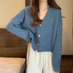 Aiertu datenight fall outfits Korean Gentle Style Solid Color Simple Sweater Women's Coat Spring and Autumn Slim Slimming Short Knitted Cardigan aiertu