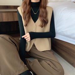 Aiertu dress to impress outfits Women's Korean-Style Knitted Vest Spring and Autumn Sweater Overwear Vest Sleeveless Vest aiertu