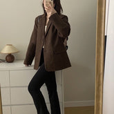Aiertu leapord halloween outfit Wool Variegated Single-Sided Woolen Suit Coat Women's Autumn and Winter Temperament Woolen Coat aiertu