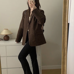 Aiertu leapord halloween outfit Wool Variegated Single-Sided Woolen Suit Coat Women's Autumn and Winter Temperament Woolen Coat aiertu