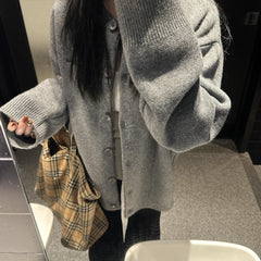 Aiertu trending fall outfits Gray Lazy Sweater Coat Autumn and Winter Women's Early Autumn Chic Top Korean Style Sweater aiertu