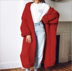 Aiertu fall outfits Plus Size Knitted Cardigan Women's Mid-Length Loose Casual Fashion Sweater Coat Women aiertu