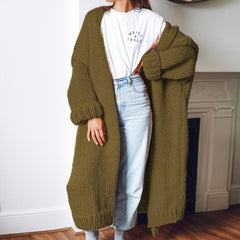 Aiertu fall outfits Plus Size Knitted Cardigan Women's Mid-Length Loose Casual Fashion Sweater Coat Women aiertu
