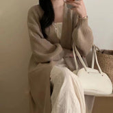 Aiertu black sweater dress outfit French Style Mid-Length Knitted Cardigan Women's Autumn and Winter Lazy Style Loose over-the-Knee Long Sleeve Sweater Coat aiertu