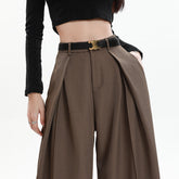 Aiertu business casual outfits Jinyin Suit Wide-Leg Pants Women's Spring High Waist Slimming Loose Straight Mop Drape Casual Trousers aiertu