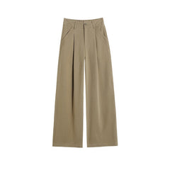 Aiertu fashion outfits Autumn Tall Cotton Anti-Wrinkle Washed Casual Overalls Women's High Waist Straight Old Money Style Wide Leg Trousers aiertu