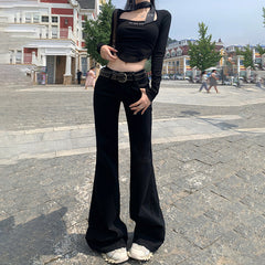 Aiertu fashion outfits American Hot Girl Autumn Non-Stick Leg Flared Pants Mopping Floor Low Waist Jeans aiertu