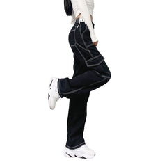 Aiertu black sweater dress outfit High Waist Super Slimming Bright Line Air Jeans Women's Loose Street Casual Style Wide Leg Overalls Fashion aiertu