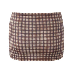 Aiertu black sweater dress outfit Autumn American Plaid Printed Hot Girl Sexy Low Waist Mini Hip Skirt Casual Skirt aiertu