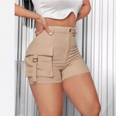 Aiertu joker costume female outfit Summer Women's Casual Tight High Waist Side Pocket Flip Pocket Shorts aiertu