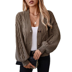 Aiertu y2k outfits Retro Solid Color Twisted Knitted Cardigan Women's Autumn and Winter Loose Button Cardigan Sweater Coat aiertu