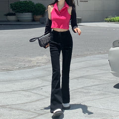 Aiertu egirl style Black Micro Flared Jeans Women's Spring High Waist Slimming Horseshoe Pants Small aiertu