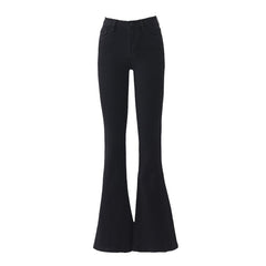 Aiertu fashion outfits Black Hot Girl Low Waist Micro Flared Jeans Women's Autumn American Retro High Street Straight Mop Long Pants aiertu
