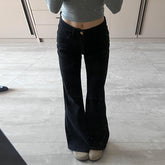 Aiertu fashion outfits Black Hot Girl Low Waist Micro Flared Jeans Women's Autumn American Retro High Street Straight Mop Long Pants aiertu