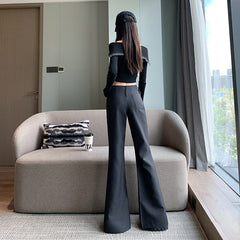 Aiertu fashion outfits High-Grade Casual Pants for Women Autumn and Winter Low Waist Slim Fit Comfortable Fashion Single Pants Fleece-lined Suit Pants aiertu