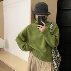 Aiertu 2000s fashion Autumn and Winter Korean Style Turtleneck Sweater Women's New Loose All-Match Pullover Solid Color Sweater Inner Lazy Top Women aiertu