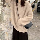 Aiertu datenight fall outfits Women's Pullover Faux Mink Velvet Sweater Autumn and Winter Loose Lazy Style Mohair Sweater Top Winter Thickened aiertu