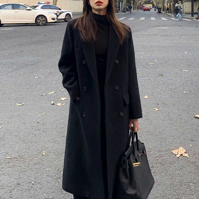 Aiertu leapord halloween outfit plus Size Women's Autumn and Winter Woolen Overcoat Women's Korean Style Loose over-the-Knee Woolen Overcoat aiertu