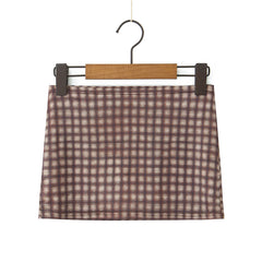 Aiertu black sweater dress outfit Autumn American Plaid Printed Hot Girl Sexy Low Waist Mini Hip Skirt Casual Skirt aiertu