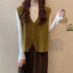 Aiertu dress to impress outfits Women's Korean-Style Knitted Vest Spring and Autumn Sweater Overwear Vest Sleeveless Vest aiertu