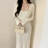 Aiertu fashion outfits Korean Style Autumn and Winter Slim-Fit Knitted Hip Skirt Age-Reducing Long Sleeve Dress Women's Fashion aiertu