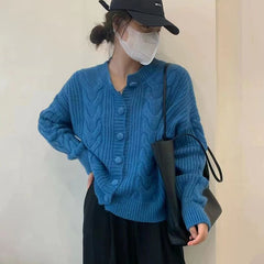 Aiertu datenight fall outfits Thickened Twist Cardigan Early Autumn Korean Style Soft Milk Style Loose Sweater Coat Fashionable Knitted aiertu