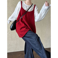 Aiertu fall outfits women Korean Style U-Collar Elegant Knitted Camisole Women's Autumn New Lazy Style Sleeveless Top aiertu