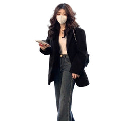 Aiertu joker costume female outfit Black Suit Jacket for Women Spring and Autumn Small High-End Fashion Net Red Suit Jacket Trendy Chic aiertu