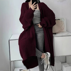 Aiertu fall outfits Cardigan Casual Loose Texture Clear Long aiertu