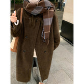 Aiertu cold weather outfits Winter Lamb Wool Long Coat Coat Women's Loose round Neck Thickened Double Breasted Korean Style Warm Fur Integrated aiertu