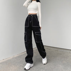 Aiertu black sweater dress outfit High Waist Super Slimming Bright Line Air Jeans Women's Loose Street Casual Style Wide Leg Overalls Fashion aiertu