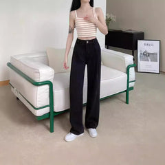 Aiertu joker costume female outfit Retro Draping Wide-Leg Jeans Women's Loose Spring and Autumn High Waist Slimming Denim Mopping Pants Casual aiertu