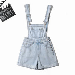 Aiertu Summer Korean Style Student Denim Suspender Pants Women's Preppy Style Wide Leg Shorts Loose Curling Denim Tide aiertu