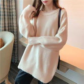 Aiertu datenight fall outfits round Neck Sweater Women's Mid-Length Loose Pullover Spring Thick Lazy Style Sweater Coat Women's Fashion aiertu