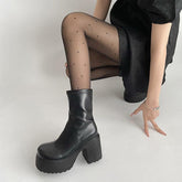 Goth Gothic Chunky Platform Ankle Boots Women Autumn Patent Leather Motorcycle Boots Woman Plus Size 43 Thick Bottom Shoes Aiertu