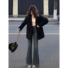 Aiertu joker costume female outfit Black Suit Jacket for Women Spring and Autumn Small High-End Fashion Net Red Suit Jacket Trendy Chic aiertu