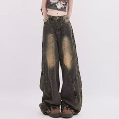 Aiertu shamar High Street Retro Distressed Jeans Men and Women Spring Loose Casual Straight Wide Leg aiertu